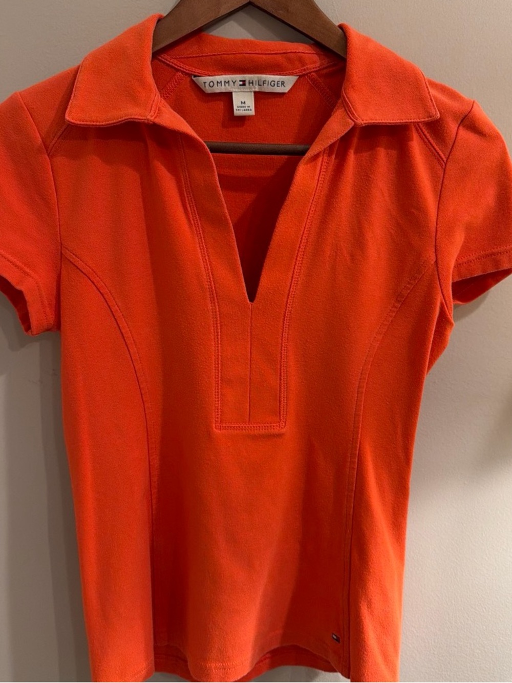 Tommy Hilfiger Orange Fitted Collared Polo Top – M 🧡🧡